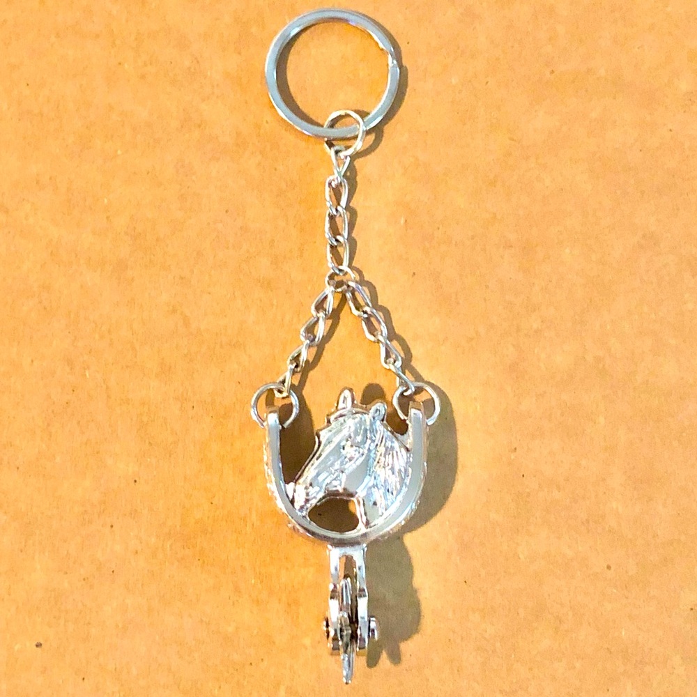 Horse and Spurs Metal Keychain